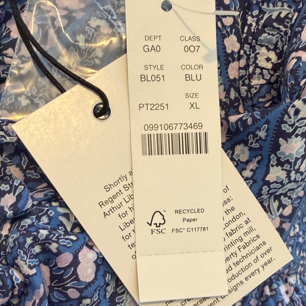 J. Crew Blue and White Paisley Blouse with liberty fabric - Picture 10 of 10